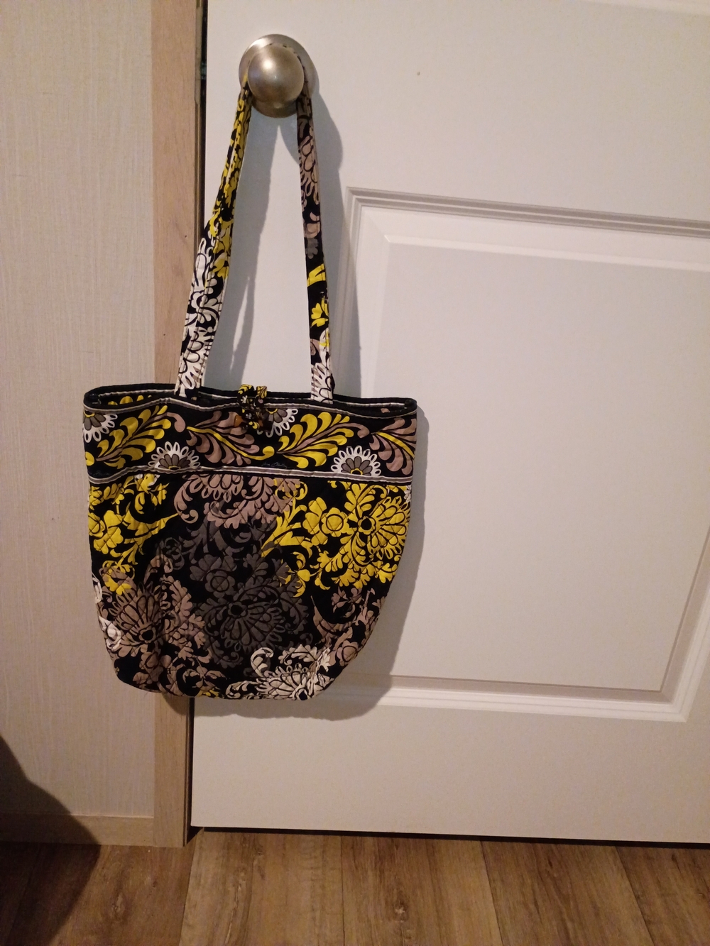 Vera Bradley Bag Baroque Yellow Black White And Gray Shoulder Purse  GUC
